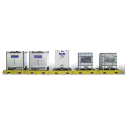 Ultratech 1128 Indoor 5-Tank Ultra-Modular IBC Spill Pallet, 375 US gal. Spill Capacity, 310" x 11" x 62"