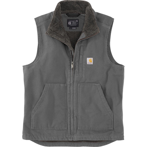 Carhartt 104277 GVLSREG Loose Fit Washed Duck Sherpa Lined Mock Neck Vest Men s Small Grey