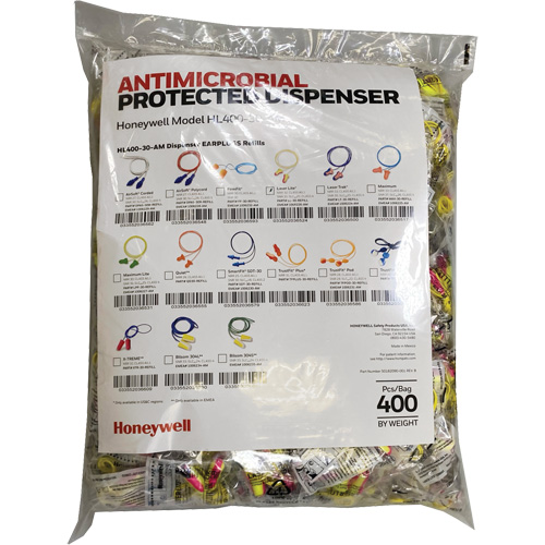 PIP Global Safety LL-30-REFILL LL-30 Earplugs Refill for HL400 Dispenser, Bulk - Polybag, Corded