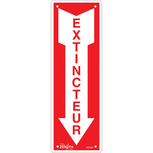 Produits de sécurité Zenith SHG586 Enseigne  Extincteur , 12" x 4", Aluminium, Français avec pictogramme