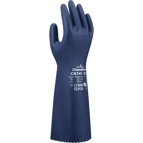 Showa CN741S-07 CN741 Chemical-Resistant Gloves, Size Small/7, 15" L, Nitrile, 15-mil