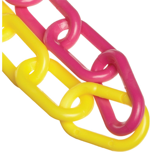 Mr. Chain 50030-100 Chaîne de s&eacute;curit&eacute; en plastique, Magenta/Jaune, Maillon de 2", 100' de long