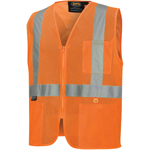 Pioneer V2510950-XL 6943 Gilet de s&eacute;curit&eacute; &agrave; mailles ignifuge, Orange haute visibilit&eacute;, T-Grand, Polyester