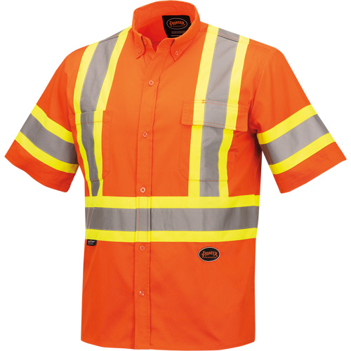 Pioneer V2120350-XL 4442 Ultra Cool Short-Sleeved Safety Shirt, Cotton, X-Large, High Visibility Orange