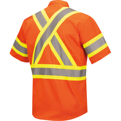 Pioneer V2120350-XL 4442 Ultra Cool Short-Sleeved Safety Shirt, Cotton, X-Large, High Visibility Orange
