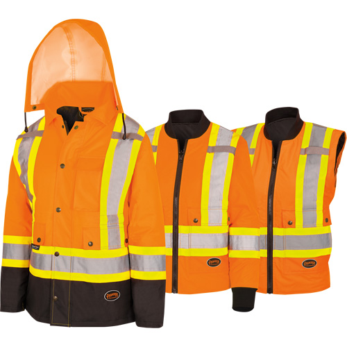 Pioneer V1121151-M 5020BBW Manteau 7 en 1 imperm&eacute;able pour femmes avec capuchon, Polyester/Polyur&eacute;thane, Orange haute visibilit&eacute;, Moyen