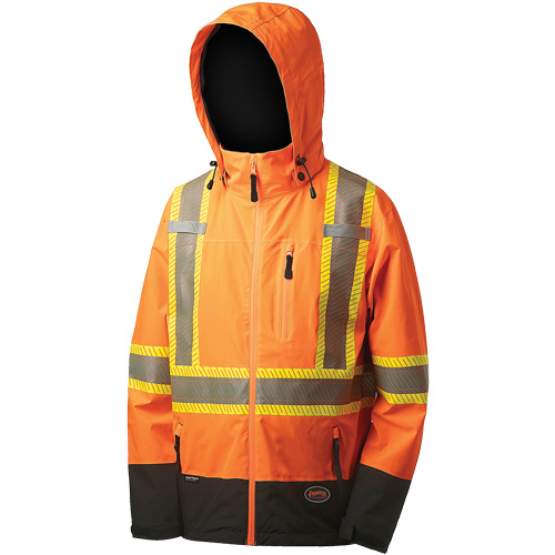 Pioneer V1130450-2XL 5220 Manteau de s&eacute;curit&eacute; imperm&eacute;able &agrave; coquille souple de premi&egrave;re qualit&eacute;, Polyester, Orange haute visibilit&eacute;, 2T-Grand