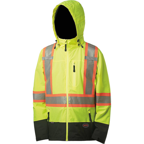 Pioneer V1130460-3XL 5221 Softshell Waterproof Premium  Safety Jacket, Polyester, High Visibility Lime-Yellow, 3X-Large