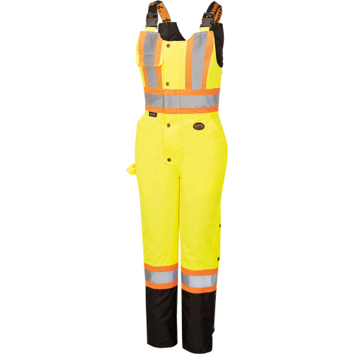 Pioneer V1121661-XS 5041BBW Women's High-Visibility Waterproof Safety Overalls, Polyester, X-Small, Black/High Visibility Lime-Yellow