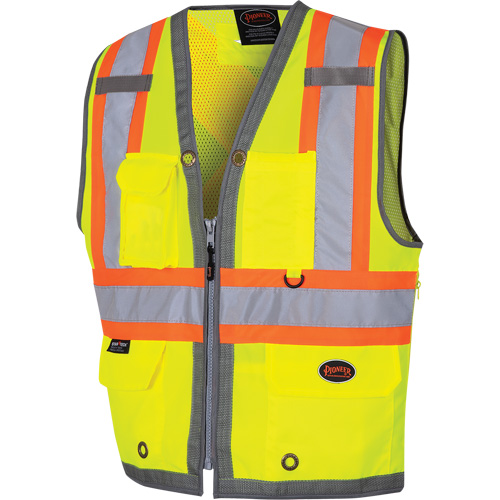 Pioneer V1010260-6XL 6673 Veste pour arpenteur avec fermeture &agrave; glissi&egrave;re et dos en maille, Jaune lime haute visibilit&eacute;, 6T-Grand, Polyester