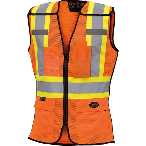 Pioneer V1023650-XS 486 Women's High-Visibility Safety Tear-Away Vest, High Visibility Orange, X-Small, Polyester