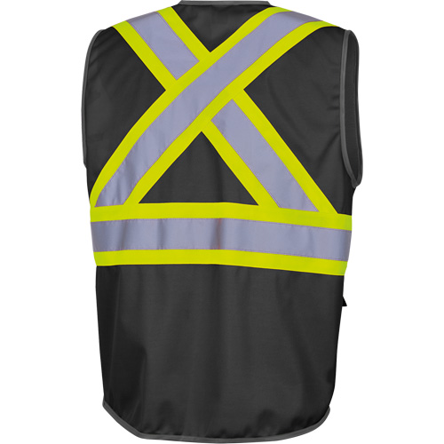Pioneer V1023870-M 6959BK Tricot High-Visibility Safety Vest with Zipper Closure, Black, Medium, Polyester