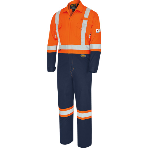 Pioneer V254135T-40 7702BBT FR-Tech&reg; 2-Tone Safety Coverall, Size 40 (Tall), Navy Blue/Orange, 10 cal/cm²