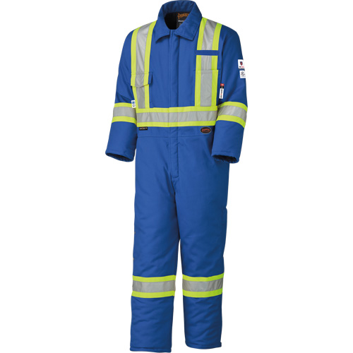 Pioneer V2560111-S 5522A High Visibility FR Rated & Arc Rated Safety Coveralls, Size Small, Royal Blue, 58 cal/cm²