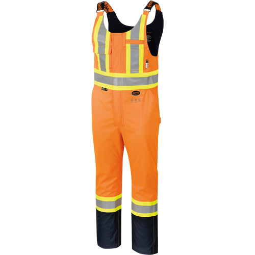 Pioneer V2590250-S 4486 Pantalons &agrave; bavette de s&eacute;curit&eacute; antistatiques ignifuges r&eacute;sistants aux arcs Defender, Petit, Orange haute visibilit&eacute;
