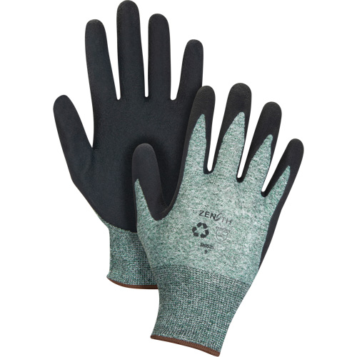 Zenith Safety Products SHI525 Eco-Friendly Crinkle Grip Coated Gloves, 9, Foam Latex Coating, 15 Gauge, Nylon/RPET Shell