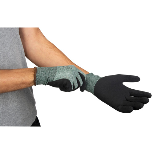 Zenith Safety Products SHI525 Eco-Friendly Crinkle Grip Coated Gloves, 9, Foam Latex Coating, 15 Gauge, Nylon/RPET Shell