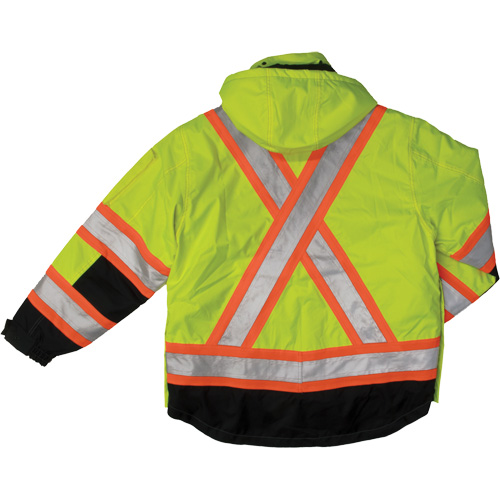 Tough Duck S18721-FLGR-3XL Manteau de s&eacute;curit&eacute; 4-en-1 en tissu ind&eacute;chirable, Polyester, Jaune lime haute visibilit&eacute;, 3T-Grand