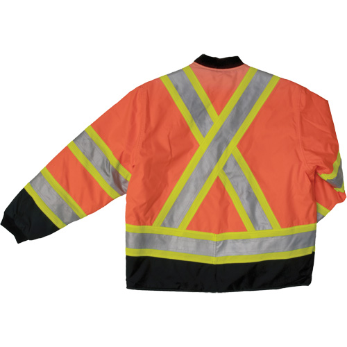 Tough Duck S18721-FLOR-2XL Manteau de s&eacute;curit&eacute; 4-en-1 en tissu ind&eacute;chirable, Polyester, Orange haute visibilit&eacute;, 2T-Grand