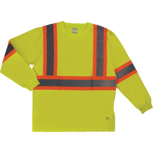 Tough Duck ST212-YELLW-4XL Long Sleeve Safety T-Shirt, Cotton, 4X-Large, High Visibility Lime-Yellow