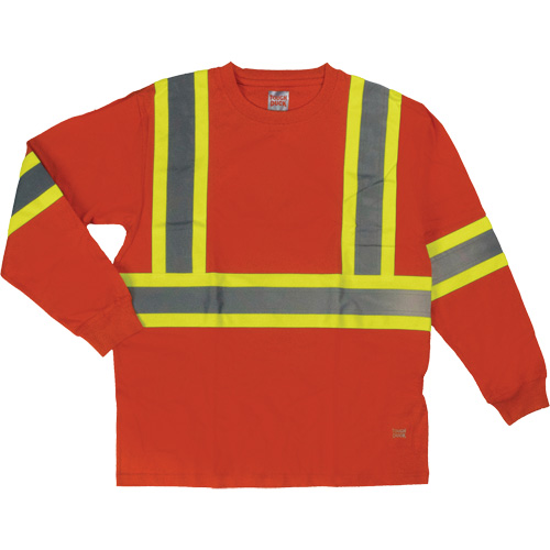 Tough Duck ST212-ORG-5XL Long Sleeve Safety T-Shirt, Cotton, 5X-Large, High Visibility Orange