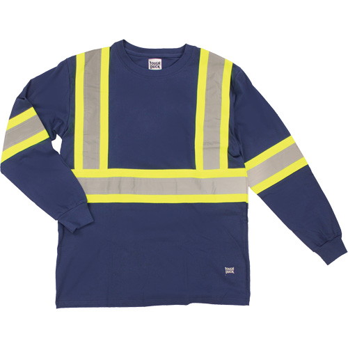 Tough Duck ST211-NAVY-XS Long Sleeve Safety T-Shirt, Cotton, X-Small, Navy Blue