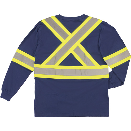 Tough Duck ST211-NAVY-XS Long Sleeve Safety T-Shirt, Cotton, X-Small, Navy Blue