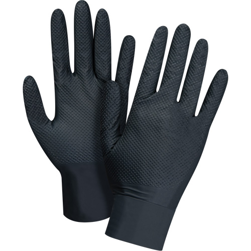 Zenith Safety Products SHJ692 Heavyweight Tactile Grip Examination Gloves, X-Large, Nitrile, 8-mil, Powder-Free, Black