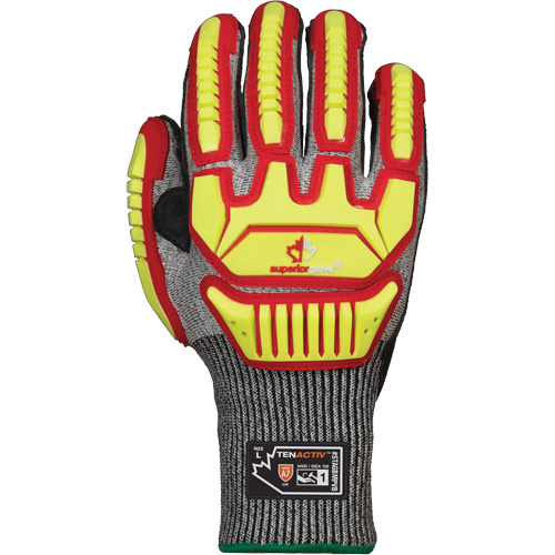 Superior Glove Works Ltd. STAGBMPVB-M Gants r&eacute;sistants aux chocs STAGBMPVB avec paumes ErgoHyde, Taille Moyen, Calibre 13, Enveloppe en TenActiv/Fil technique, ASTM ANSI niveau A7