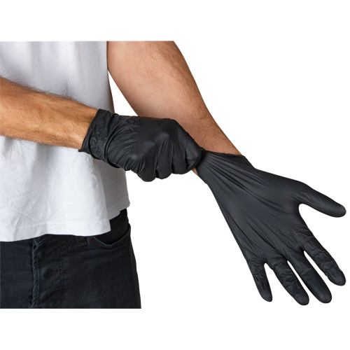 Produits de sécurité Zenith SHJ768 Emballages de gants jetables pour machine distributrice, T-Grand, Nitrile, 5 mils, Sans poudre, Noir, Classe 2