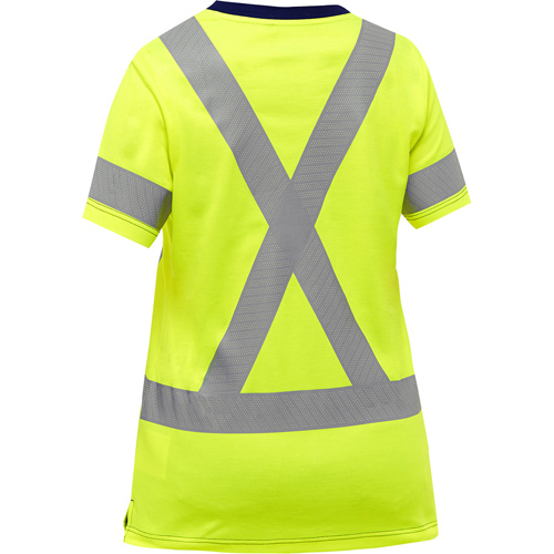 PIP Global Safety PC313W1118X-LY/3XL Bisley&reg; Women's X-Back Short Sleeve Shirt, Poly-Cotton, 3X-Large, High Visibility Lime-Yellow