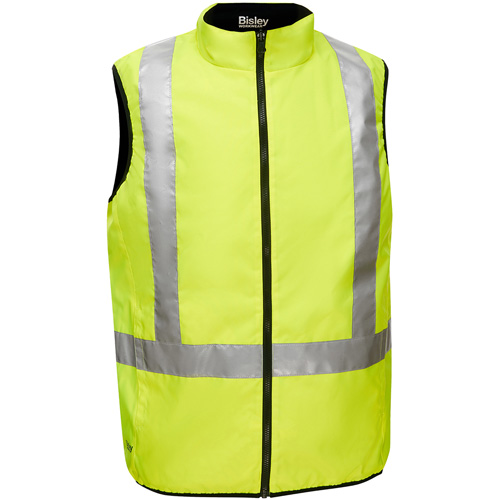 PIP Global Safety PC332M0330X-LY/2XL Bisley&reg; X-Back Reversible Puffer Vest, High Visibility Lime-Yellow, 2X-Large, Polyester