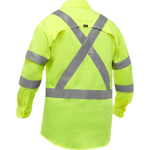 PIP Global Safety PC313M6490X-LY/L Bisley&reg; X-Back Long Sleeve Work Shirt with X-Airflow, Poly-Cotton, Large, High Visibility Lime-Yellow