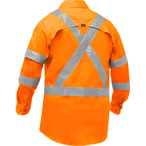 PIP Global Safety PC313M6490X-OR/5XL Bisley&reg; X-Back Long Sleeve Work Shirt with X-Airflow, Poly-Cotton, 5X-Large, High Visibility Orange
