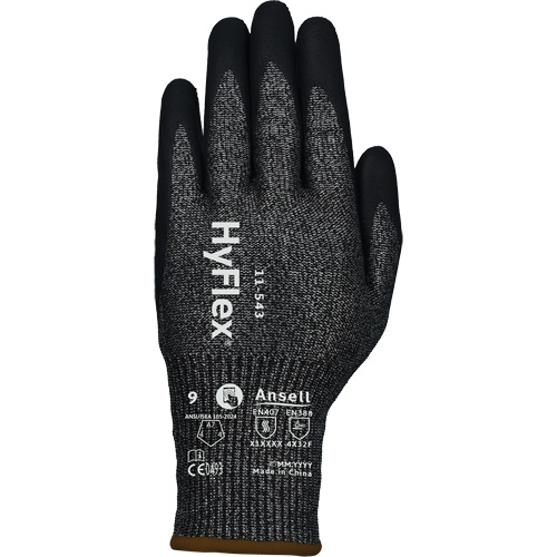 Ansell 11543090 HyFlex&reg; 11-543 Cut Resistant Gloves, Size 9, 13 Gauge, Nitrile Coated, Nylon/Stainless Steel/HPPE/Spandex Shell, ASTM ANSI Level A7/EN 388 Level F