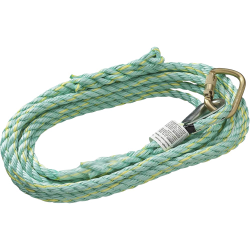 Peakworks V84013025 VL-1115-25 Cordage de s&eacute;curit&eacute; vertical avec mousqueton d'ancrage &agrave; une extr&eacute;mit&eacute; & &eacute;clisse dorsale d'extr&eacute;mit&eacute; &agrave; la traîne, Copolym&egrave;re