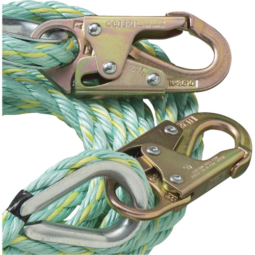 Peakworks V84015100 VL-1122-100 Cordage de s&eacute;curit&eacute; vertical avec crochet mousqueton d'ancrage, Copolym&egrave;re