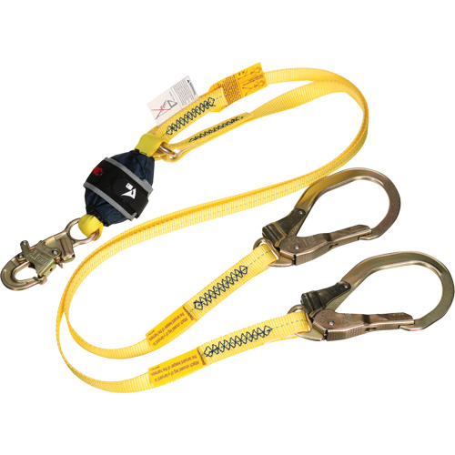 3M DBI Sala Protection Contre Les Chutes 1246577C Longe d'ancrage double &agrave; amortisseur de choc en sangle, 6', Point d'ancrage &agrave; Crochet d'armature, Crochet mousqueton aux jambes, Polyester