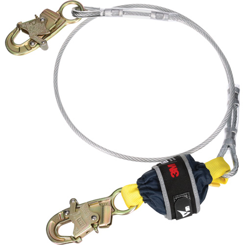 3M DBI Sala Fall Protection 1246586C Cable Shock-Absorbing Lanyard, 6', Snap Hook Center, Snap Hook Leg Ends, Galvanized Steel