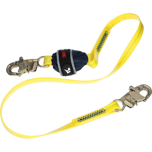3M DBI Sala Fall Protection 1246594C Coated Web Shock-Absorbing Lanyard, 6', Snap Hook Center, Snap Hook Leg Ends