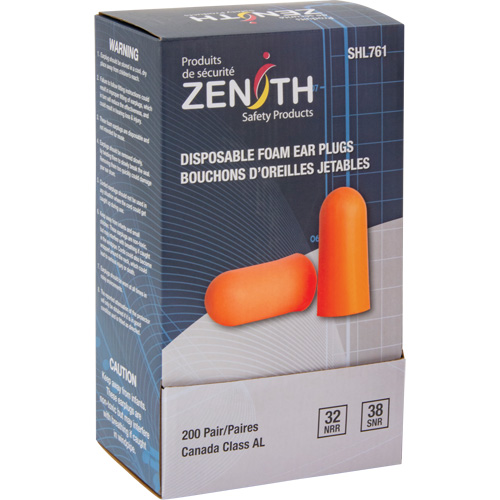 Zenith Safety Products SHL761 Foam Earplugs, Pair - Polybag