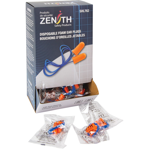 Zenith Safety Products SHL762 Foam Earplugs, Pair - Polybag, Corded