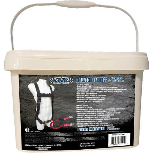 Dentec 16H02772FILBKT Koala Behr Safety Harness in Pail with 6' Lanyard, CSA Certified, Class A, 255 lbs. Cap.