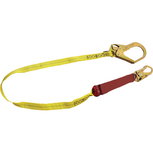 Dentec 16L111602 External Energy Absorber Lanyard with 2-1/4" Hook, 6', Snap Hook Center, Snap Hook Leg Ends, Polyester