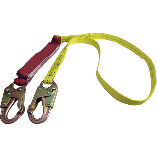 Dentec 16LSL911601 External Energy Absorber Lanyard with 3/4" Hook, 6', Snap Hook Center, Snap Hook Leg Ends, Polyester