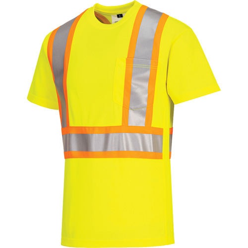 IFR Workwear CA110YERS T-shirt de s&eacute;curit&eacute; &agrave; bandes contrastantes, Polyester, Petit, Jaune lime haute visibilit&eacute;