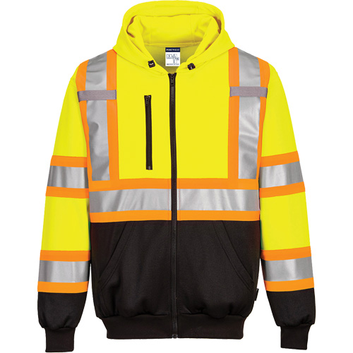 IFR Workwear CA170YE-5XL Contrast-Striped Safety Hoodie, 5X-Large, Black/High Visibility Lime-Yellow