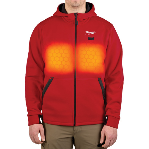 Milwaukee M200R-20M M12 Heated Hoodie (Jacket Only), Men's, Medium, Red, Poly-Cotton