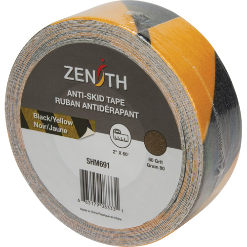 Zenith Safety Products SHM691 Anti-Skid Tape, 2" x 60', Black & Yellow