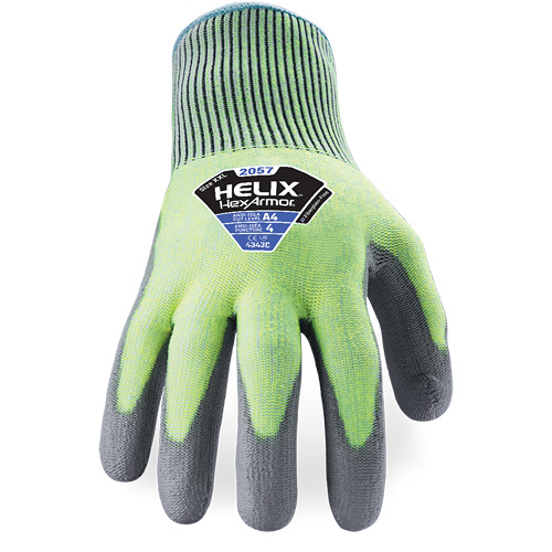 Hexarmor 2057-XS (6) Helix&reg; 2057 Abrasion- & Cut-Resistant Gloves, 6/X-Small, 13 Gauge, Polyurethane Coated, ASTM ANSI Level A4/EN 388 Level C